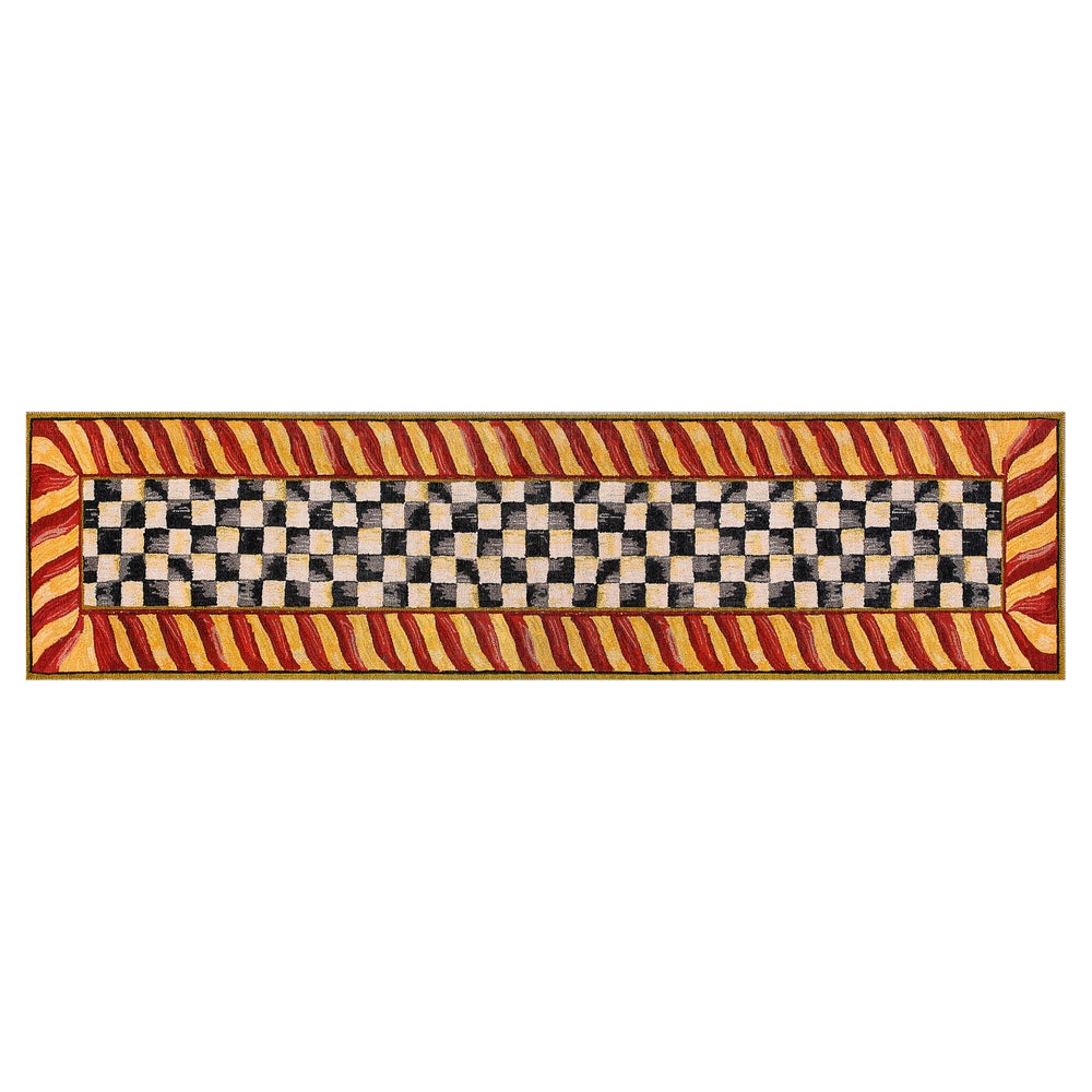 Courtly Check Red & Gold Washable Rug