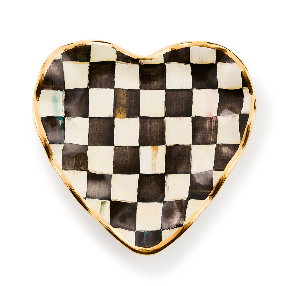 Check Fluted Ceramic Heart Plate - Image 2