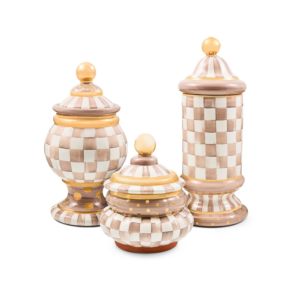 MACKENZIE-CHILDS Mackenzie-chilllds Mocha Check Ceramic Canister - Image 9
