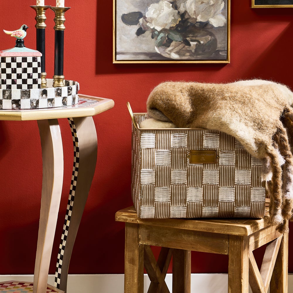 MACKENZIE-CHILDS Mackenzie-chilllds Mocha Textured Check Baskets, Set of 2 - Image 2