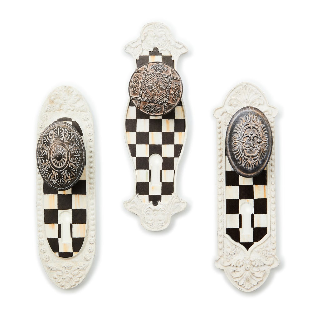 Courtly Door Knob Hooks, Set of 3