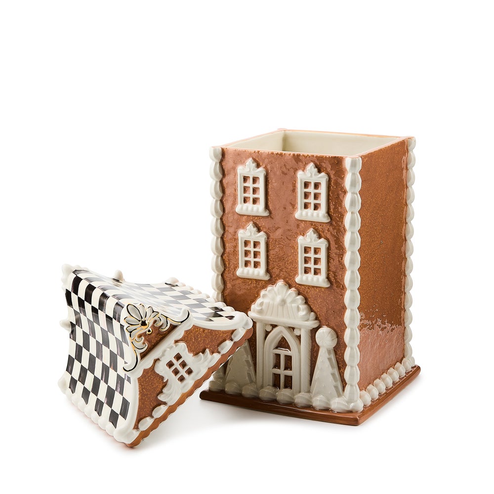 MACKENZIE-CHILDS Mackenzie-chilllds Gingerbread House Ceramic Cookie Jar - Image 4