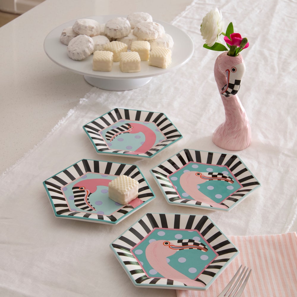 MACKENZIE-CHILDS Mackenzie-chilllds Patience Brewster Flamingo Ceramic Bud Vase - Image 4