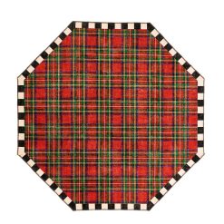 MACKENZIE-CHILDS Mackenzie-chilllds Royal Stewart Tartan Red 6" Octagon Washable Rug