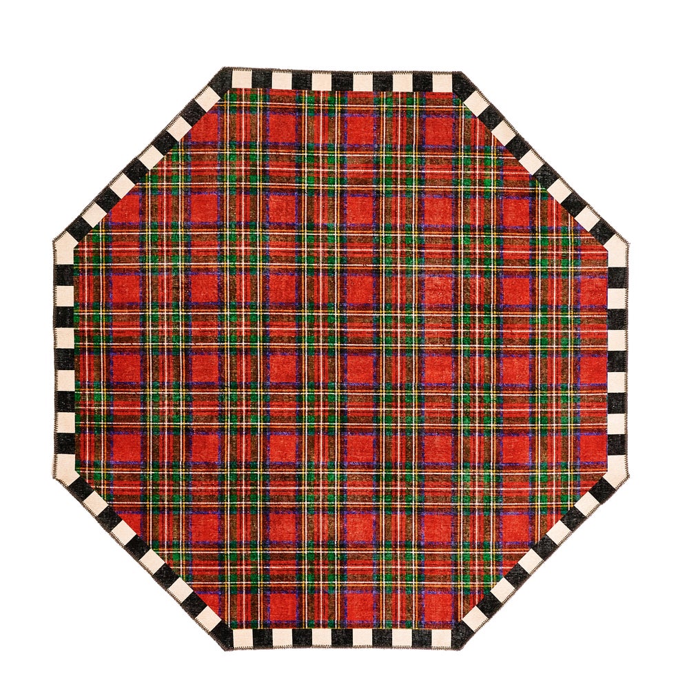 MACKENZIE-CHILDS Mackenzie-chilllds Royal Stewart Tartan Red 6" Octagon Washable Rug