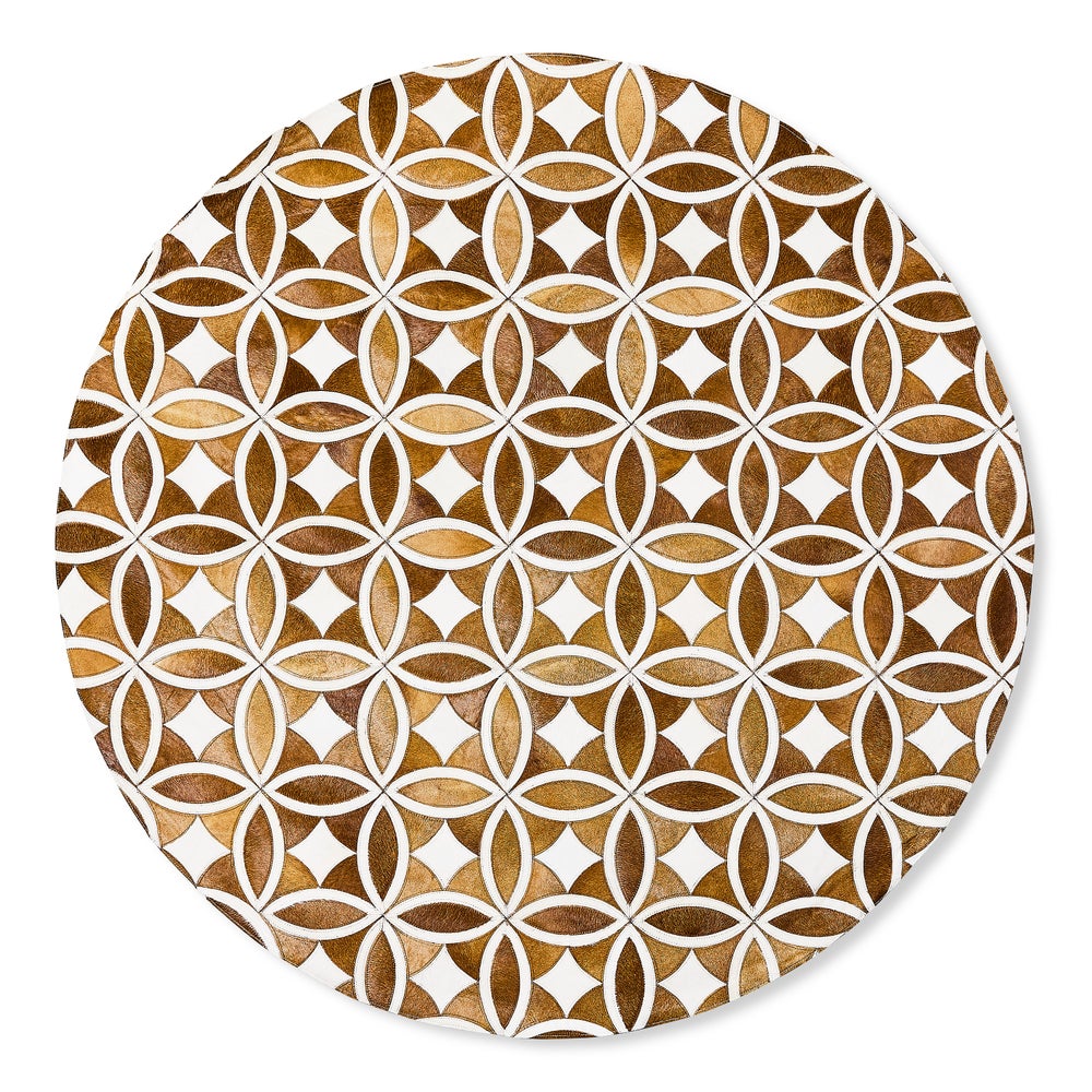 MACKENZIE-CHILDS Mackenzie-chilllds Mocha Kyoto Hair on Hide 6" Round Rug