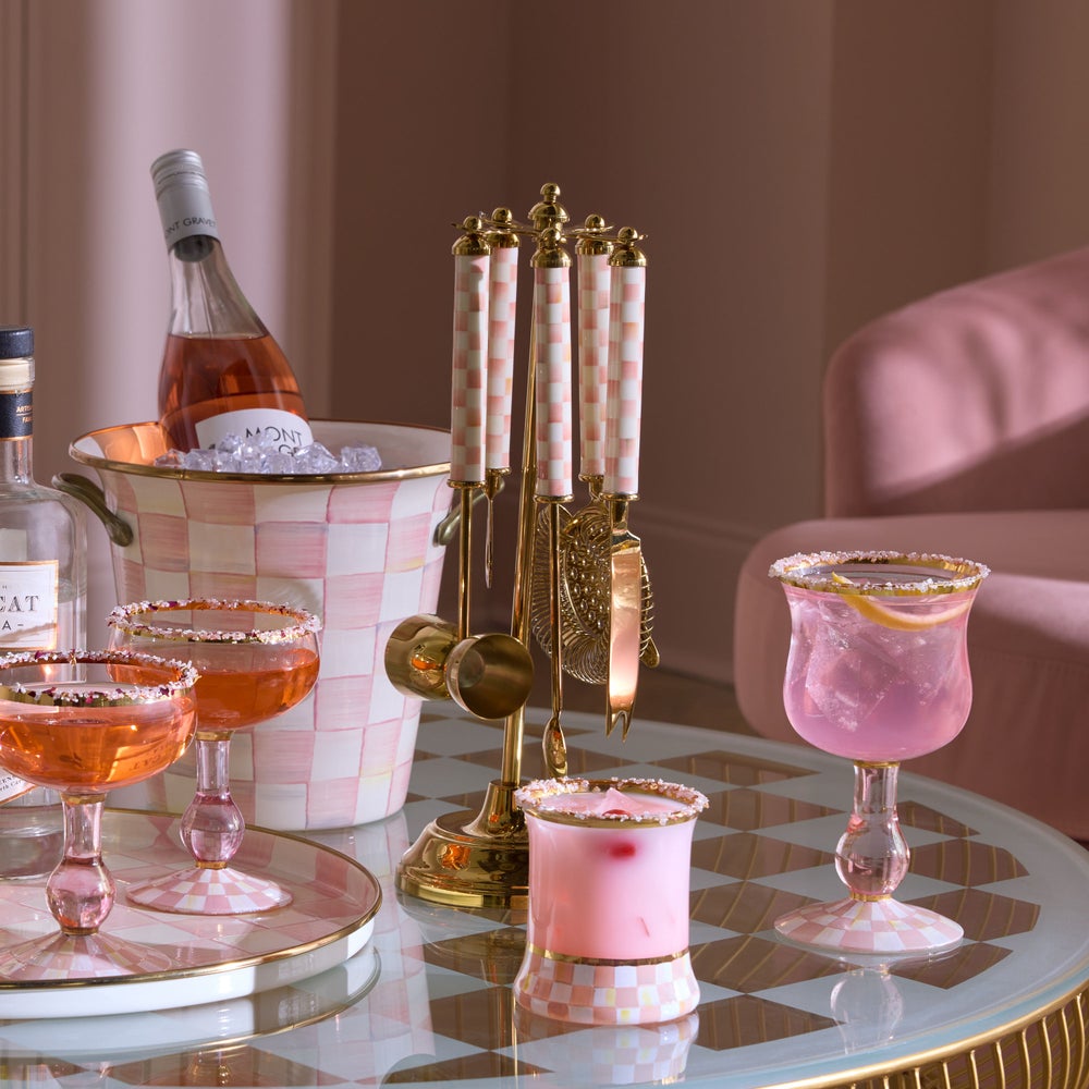 MACKENZIE-CHILDS Mackenzie-chilllds Rosy Check 3260 Barware - Image 5