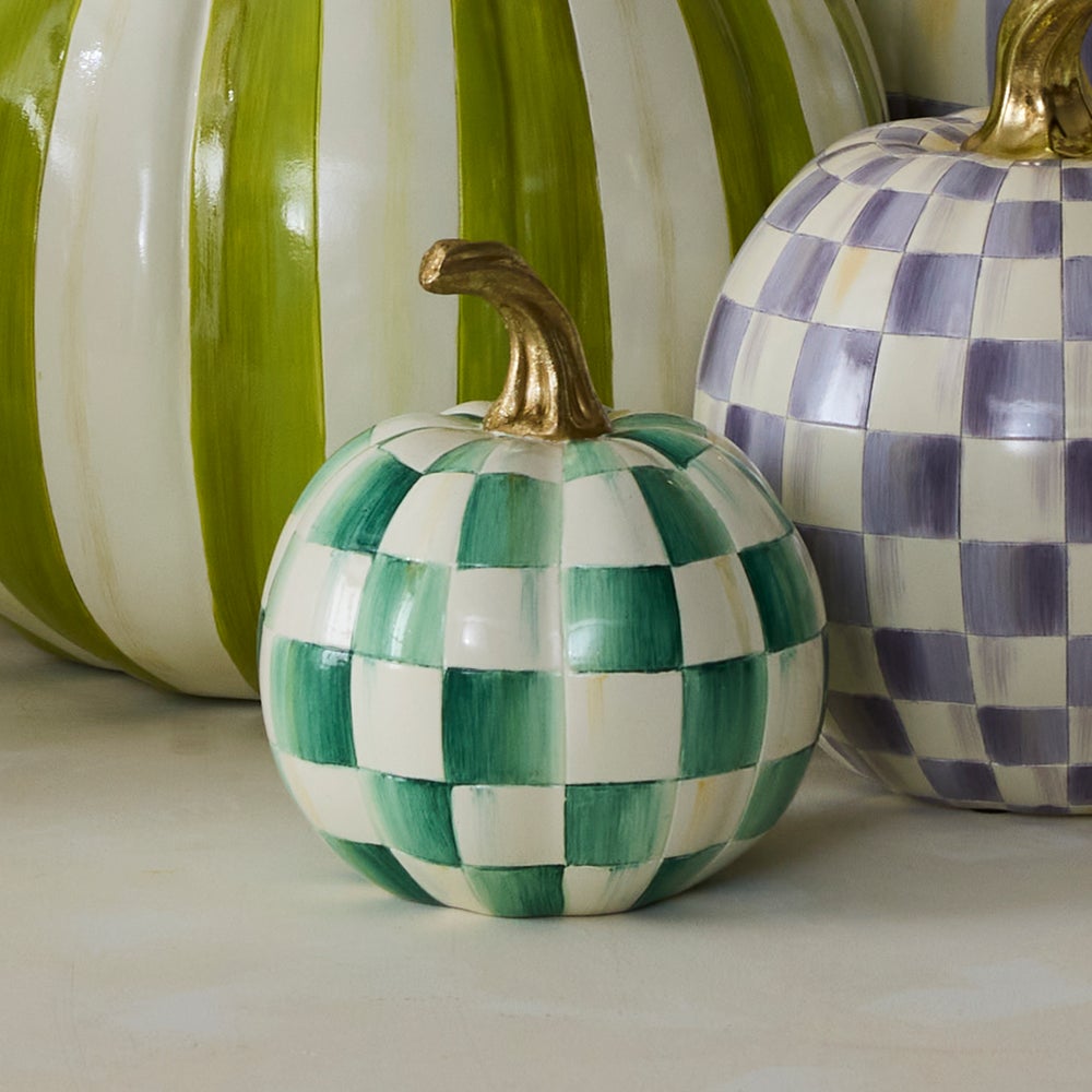 MACKENZIE-CHILDS Mackenzie-chilllds Emerald Check Mini Pumpkin - Image 2
