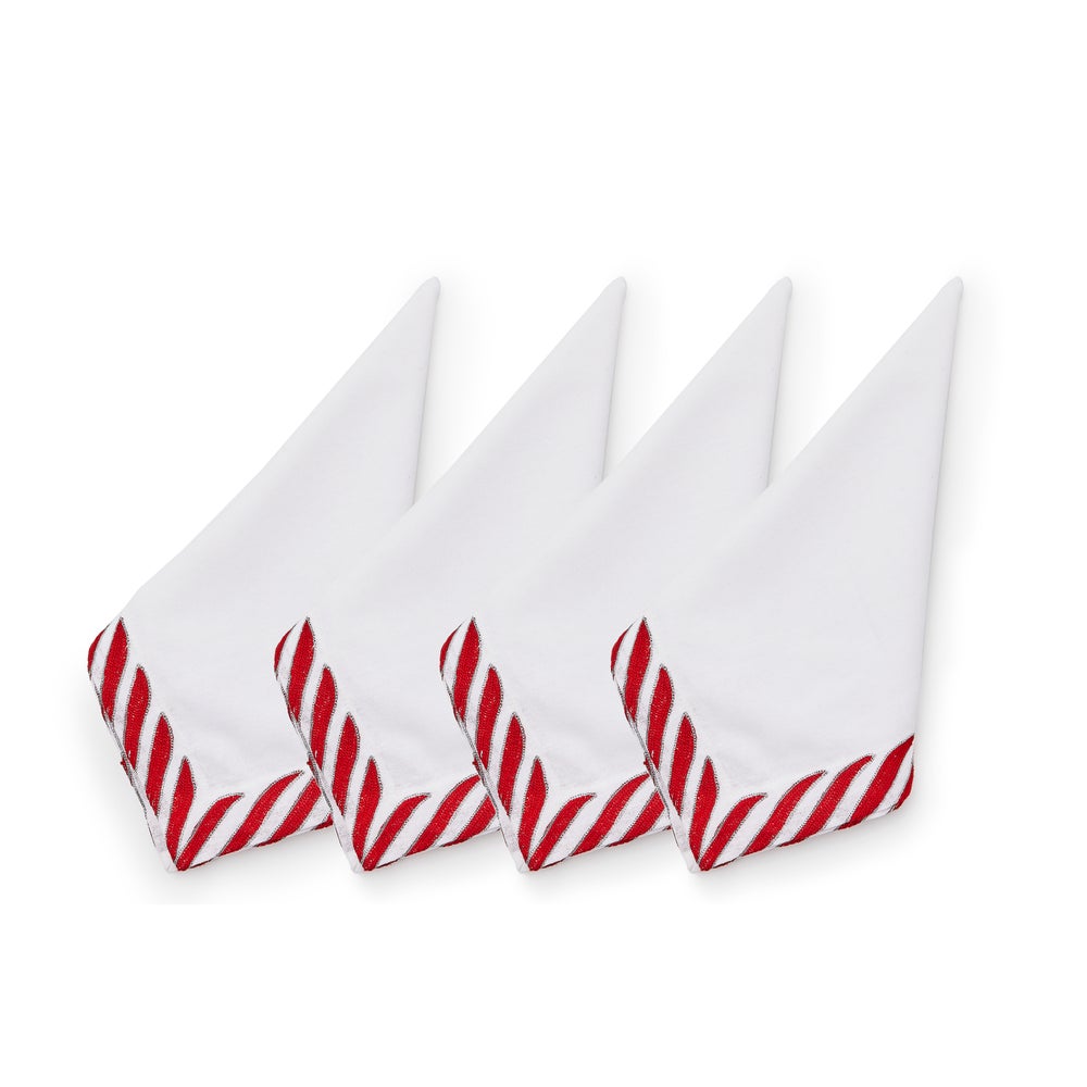 MACKENZIE-CHILDS Mackenzie-chilllds Peppermint White Napkin, Set of 4