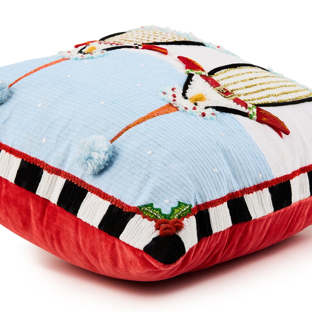 MACKENZIE-CHILDS Mackenzie-chilllds Patience Brewster Santa Penguins Throw Pillow - Image 3
