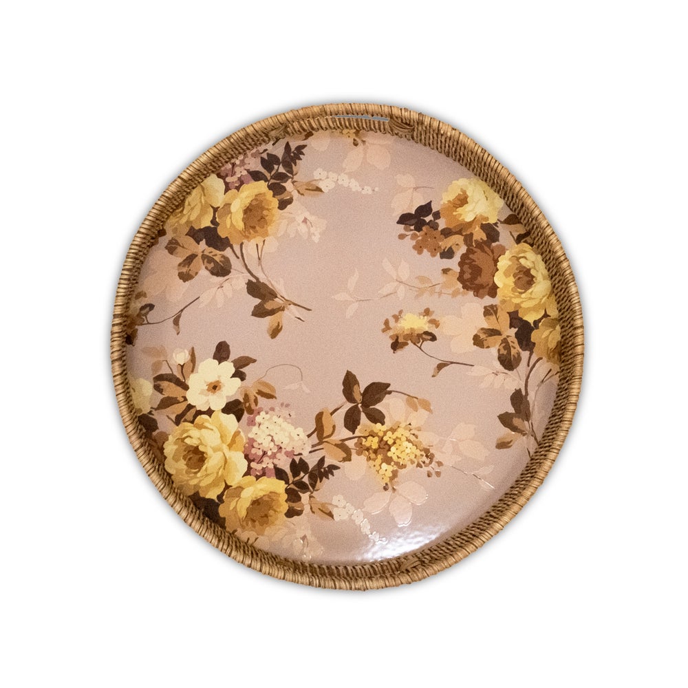 MACKENZIE-CHILDS Mackenzie-chilllds Floral Enamel & Rattan Tray - Image 4