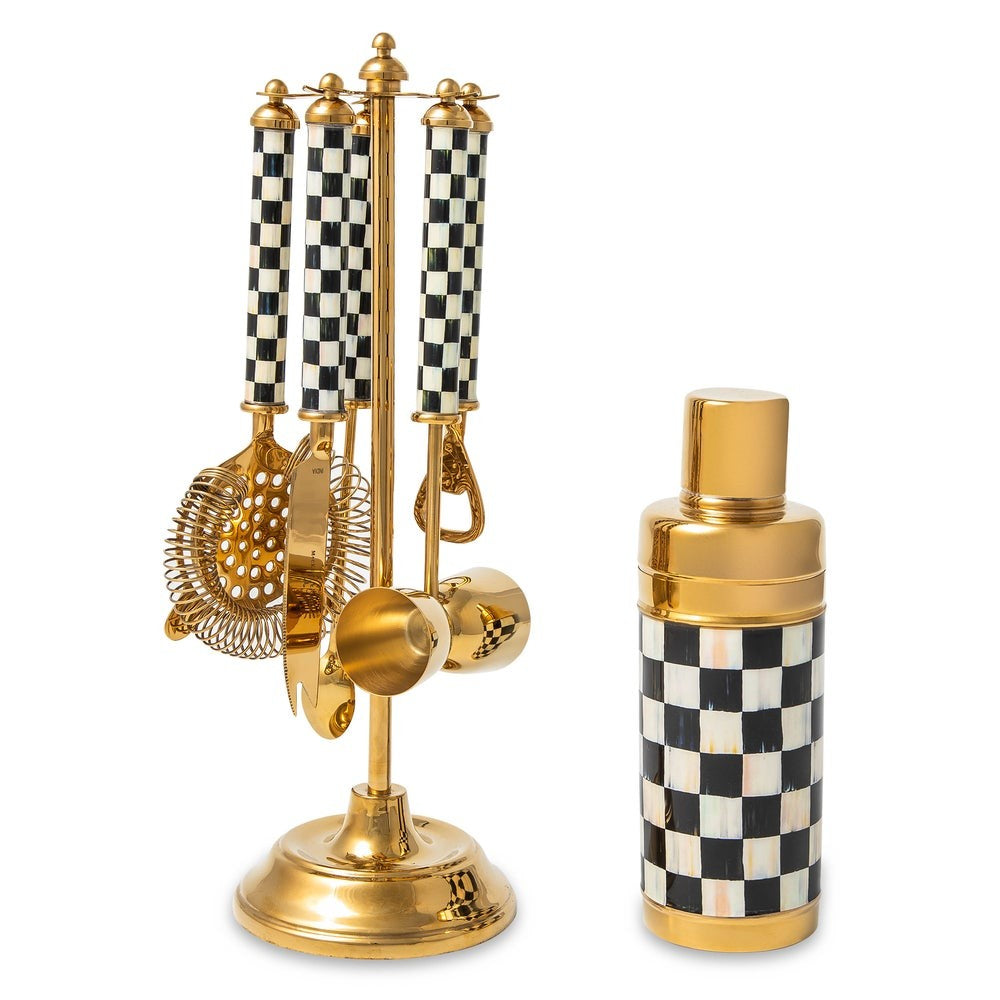 MACKENZIE-CHILDS Mackenzie-chilllds Gold Courtly Check 3260 Barware - Image 13