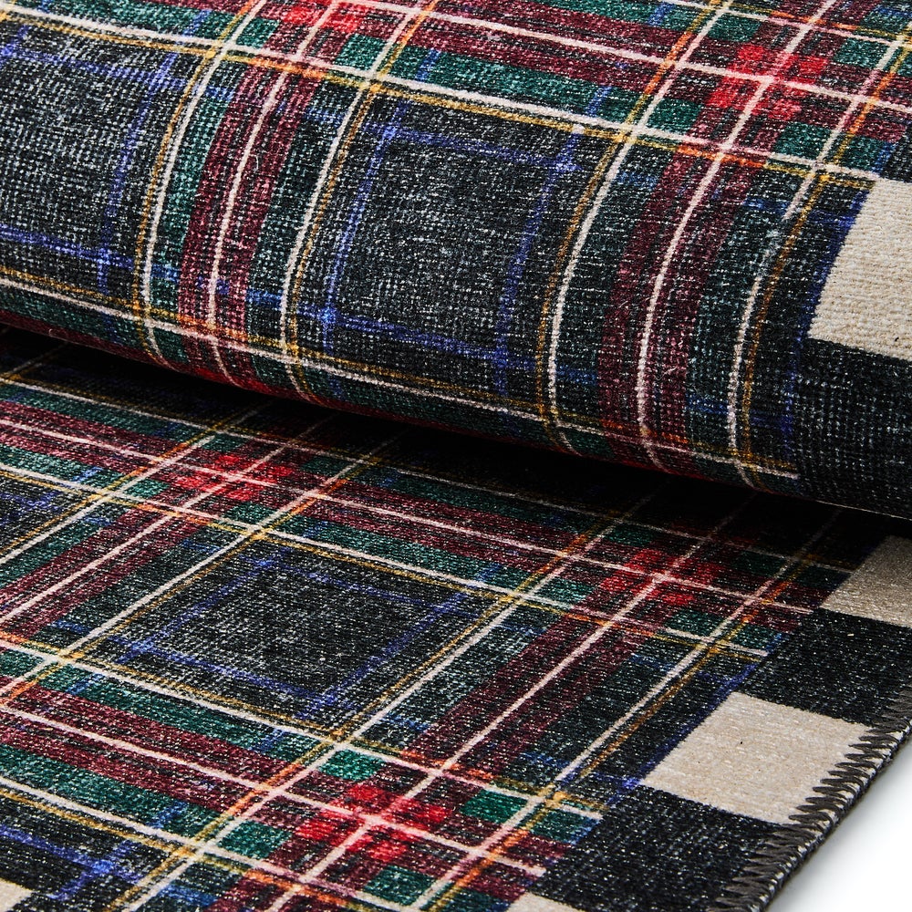 Mackenzie-chilllds Stewart Tartan Black 5′ x 7’6″ Washable Rug - Image 2