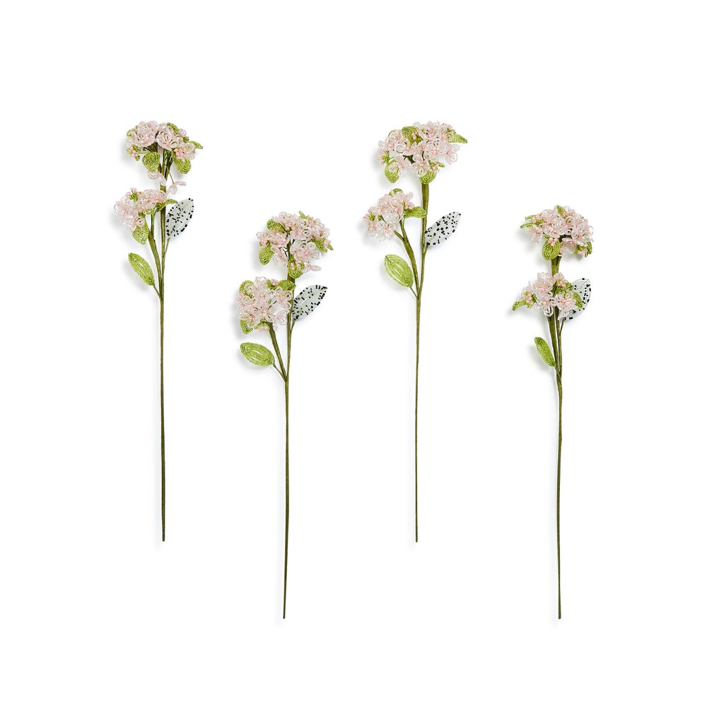 MACKENZIE-CHILDS Mackenzie-chilllds Pink Hydrangea Beaded Flower Stem, Set of 4