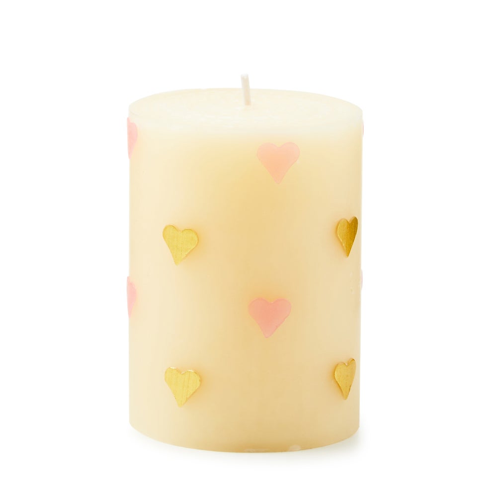 MACKENZIE-CHILDS Mackenzie-chilllds Pink Hearts 4" Pillar Candle