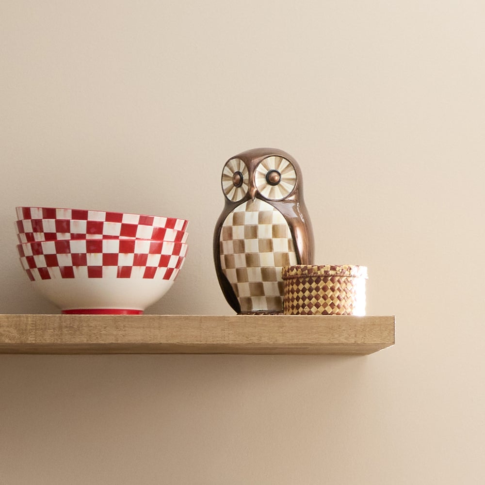 MACKENZIE-CHILDS Mackenzie-chilllds Mocha Check Owl - Image 4