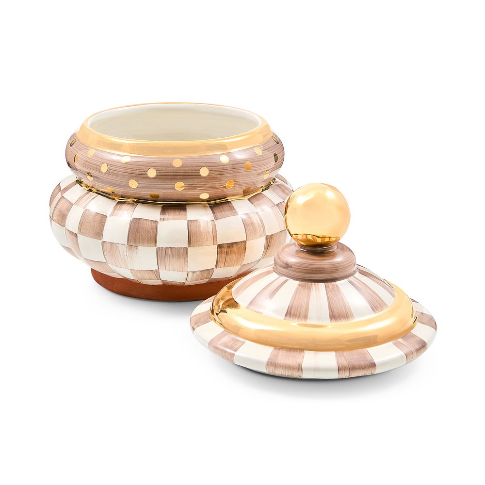 MACKENZIE-CHILDS Mackenzie-chilllds Mocha Check Ceramic Canister - Image 8