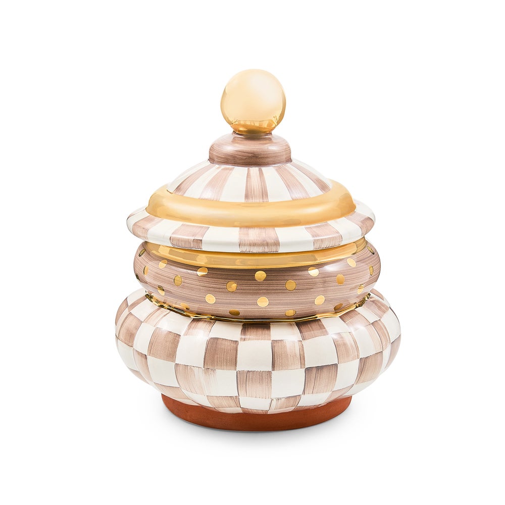 MACKENZIE-CHILDS Mackenzie-chilllds Mocha Check Ceramic Canister - Image 3