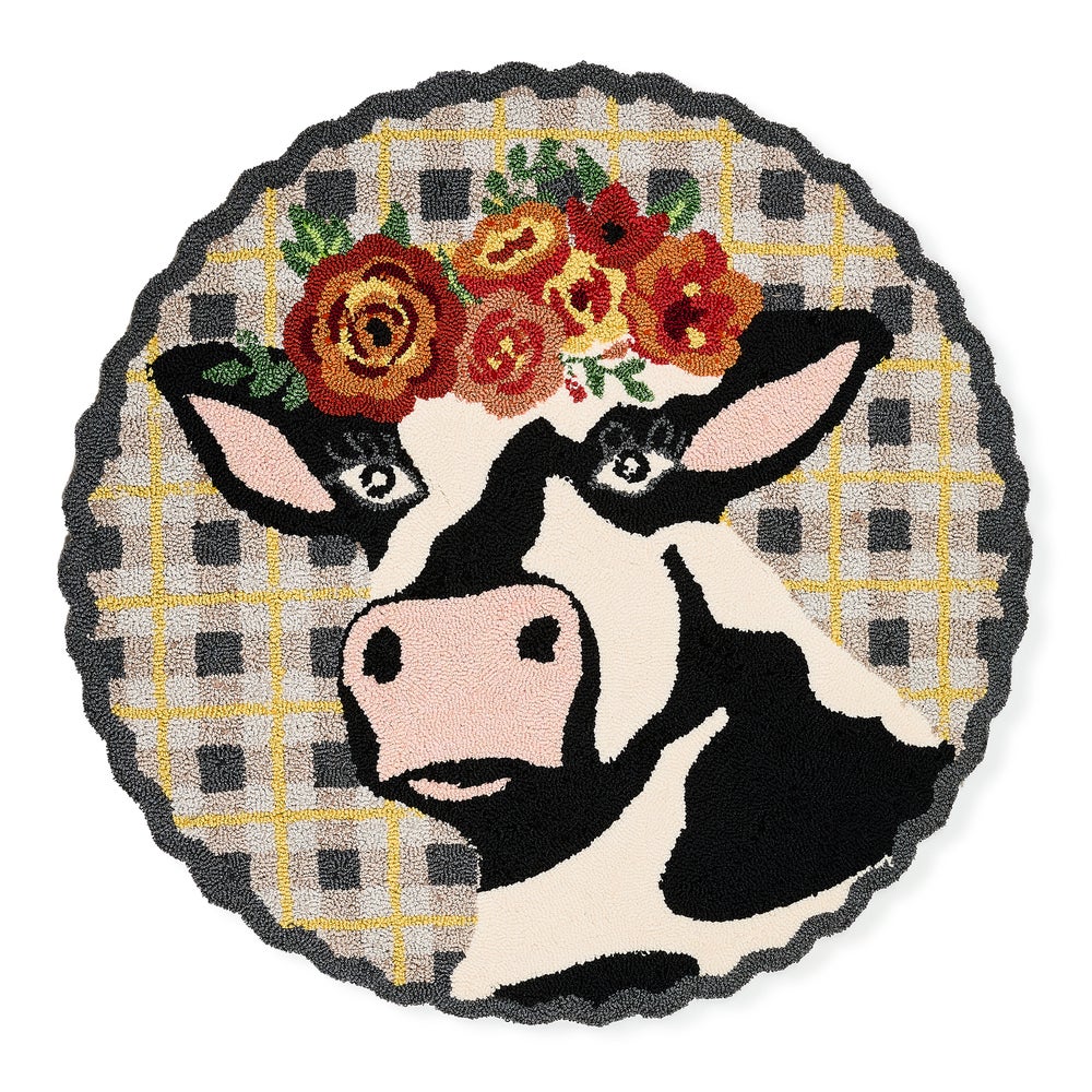 MACKENZIE-CHILDS Mackenzie-chilllds Farmhouse Frida Cowlo 3' Round Rug