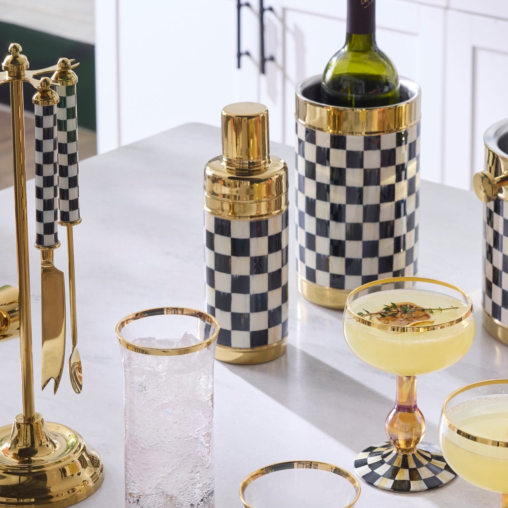 MACKENZIE-CHILDS Mackenzie-chilllds Gold Courtly Check 3260 Barware - Image 2