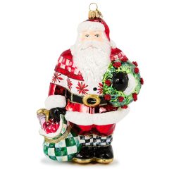 Cozy Sweater Santa Glass Ornament