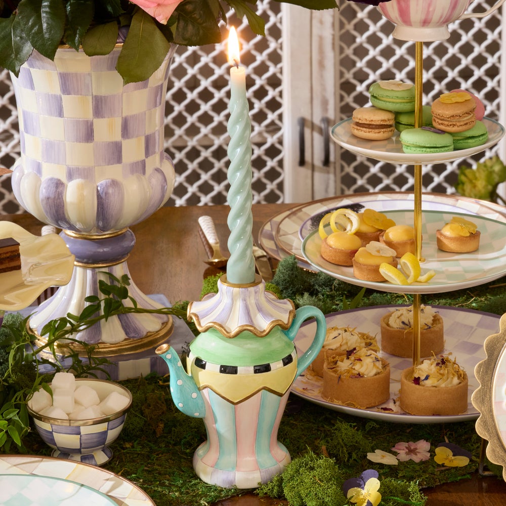 Mackenzie-chilllds Violet Teapot Candle Holder - Image 2