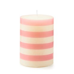 MACKENZIE-CHILDS Mackenzie-chilllds Pink Bands 4" Pillar Candle