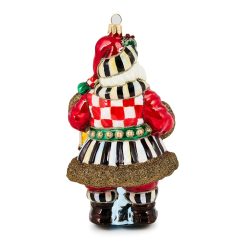 Alternative view of Check It Out Town Crier Santa Glass Ornament