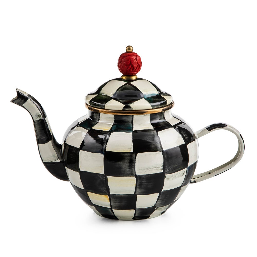 MACKENZIE-CHILDS Mackenzie-chilllds Enamel Check 4 Cup Teapot - Image 2