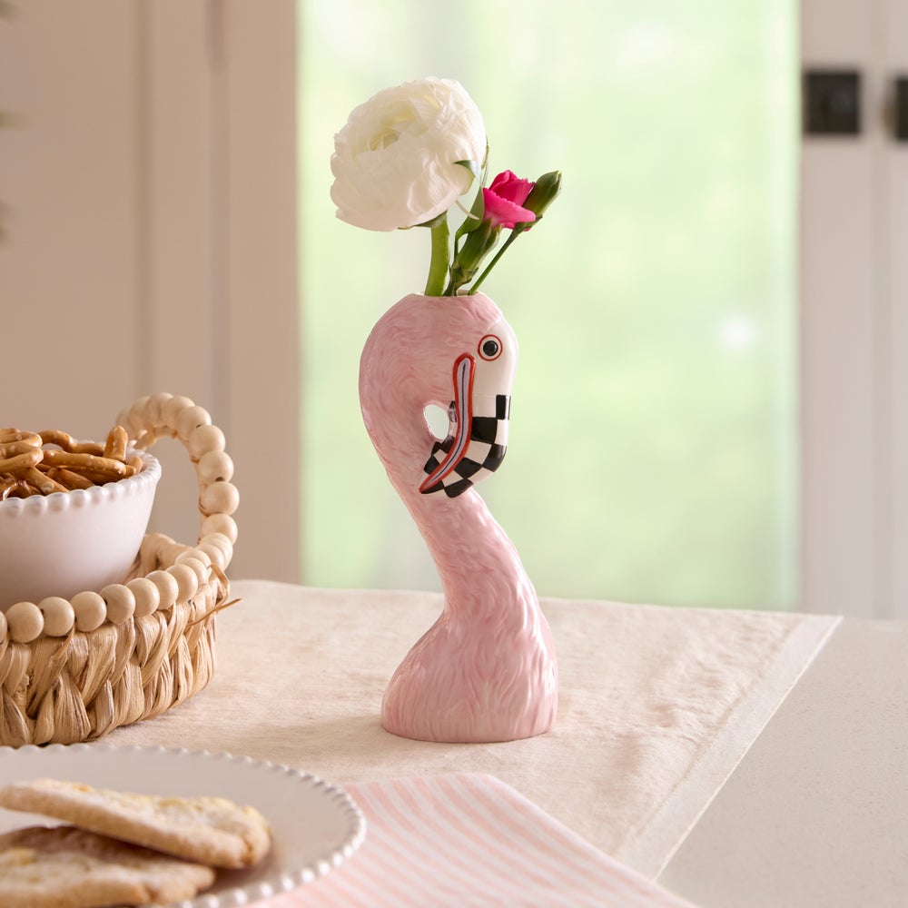 MACKENZIE-CHILDS Mackenzie-chilllds Patience Brewster Flamingo Ceramic Bud Vase - Image 2