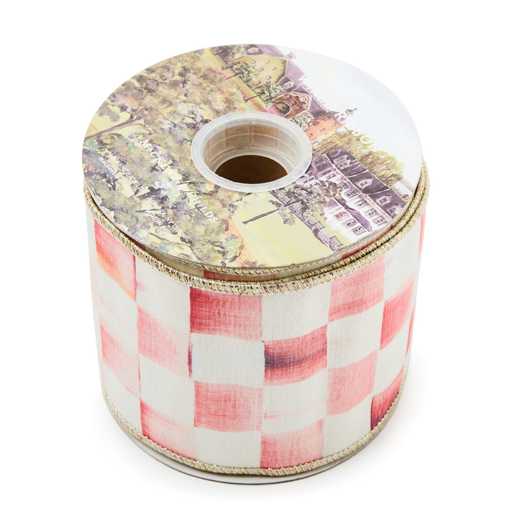 MACKENZIE-CHILDS Mackenzie-chilllds Rosy Check 4" Ribbon - Image 2