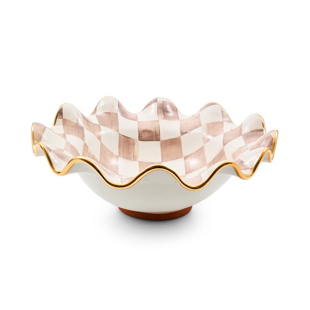 Check Medium Ceramic Fluted Serving Bowl - Image 3