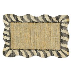 MACKENZIE-CHILDS Mackenzie-chilllds Jute Scalloped Black & White Rug