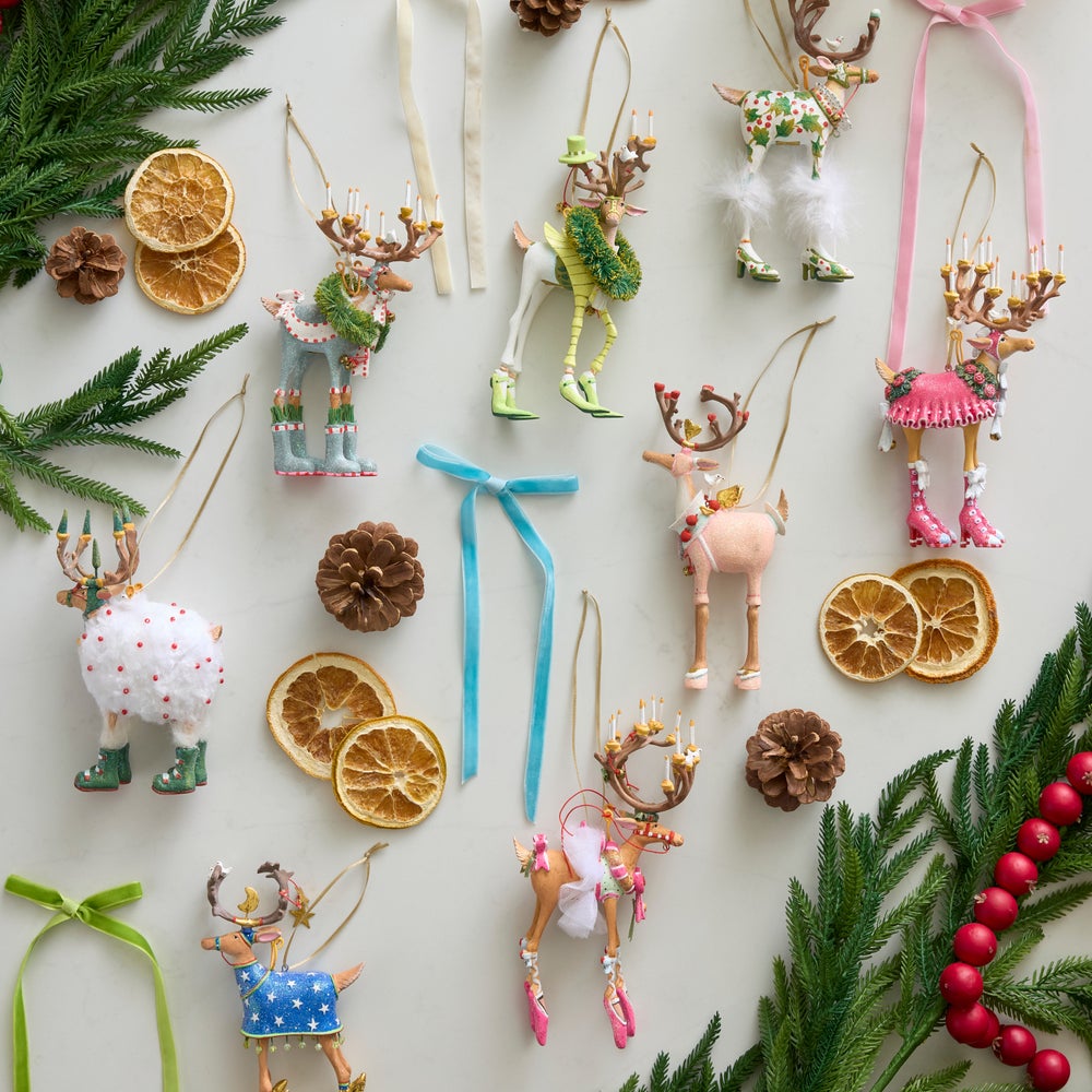 MACKENZIE-CHILDS Mackenzie-chilllds Patience Brewster Dash Away Reindeer Ornament Set-B - Image 3