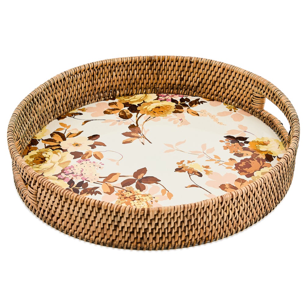 MACKENZIE-CHILDS Mackenzie-chilllds Floral Enamel & Rattan Tray - Image 5