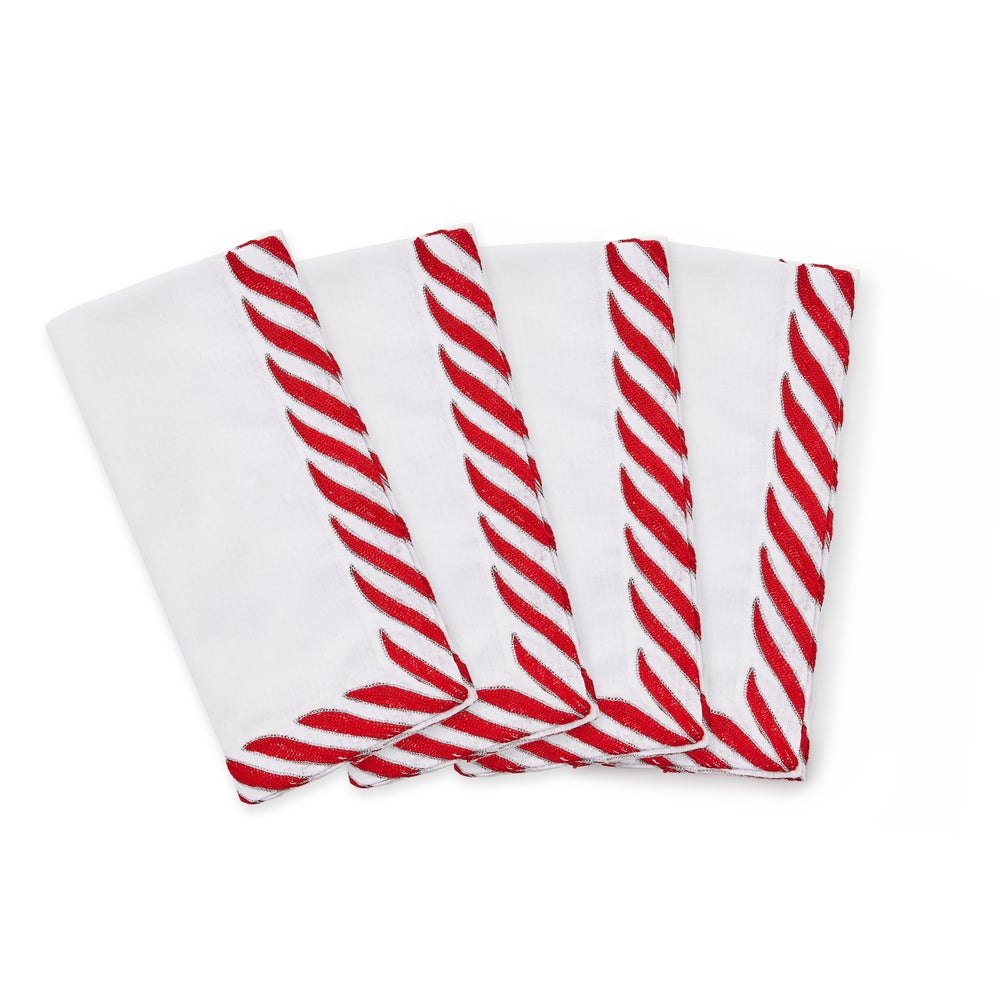 MACKENZIE-CHILDS Mackenzie-chilllds Peppermint White Napkin, Set of 4 - Image 3