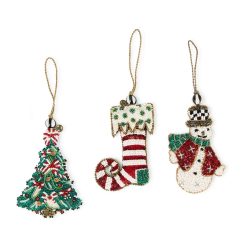 Cozy Holiday Beaded Ornaments, Set of 3