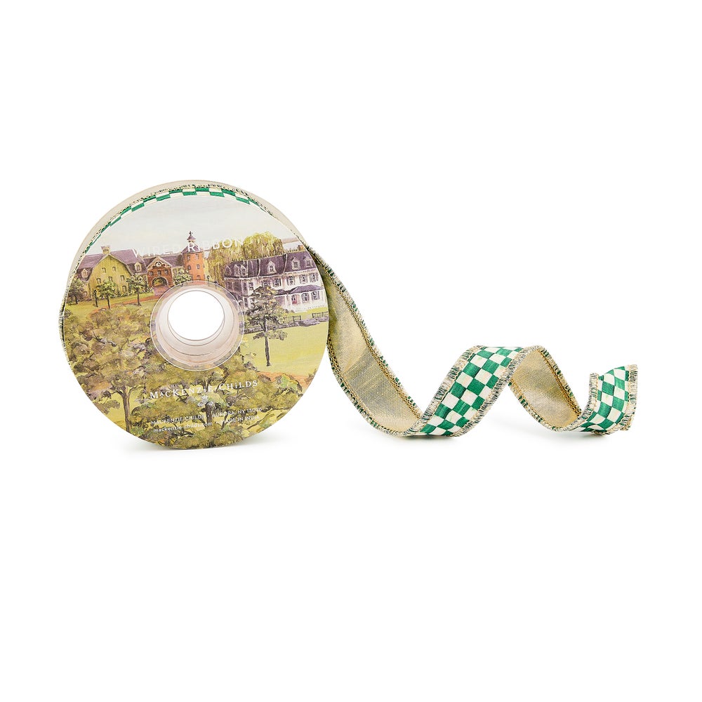 MACKENZIE-CHILDS Mackenzie-chilllds Green Check 1" Ribbon