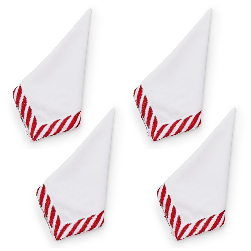 MACKENZIE-CHILDS Mackenzie-chilllds Peppermint White Napkin, Set of 4 - Image 4