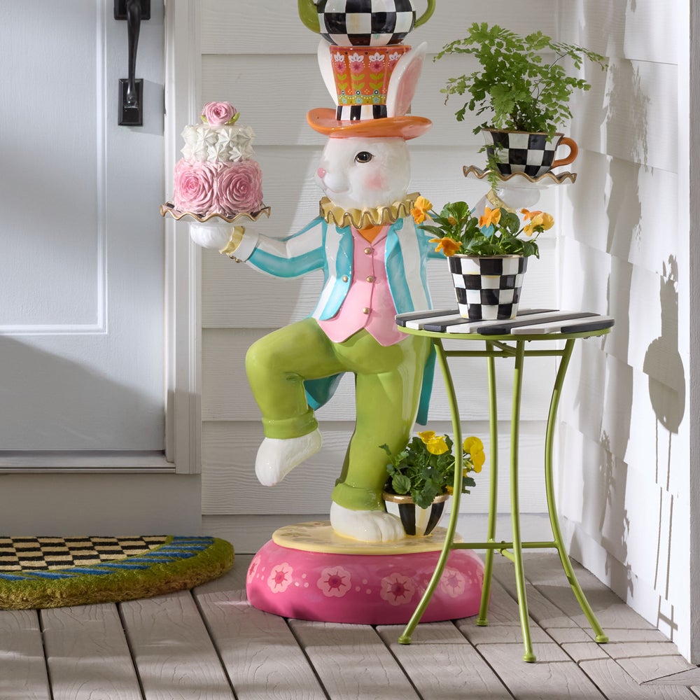 MACKENZIE-CHILDS Mackenzie-chilllds Outdoor Black and White Bistro Side Table - Image 2