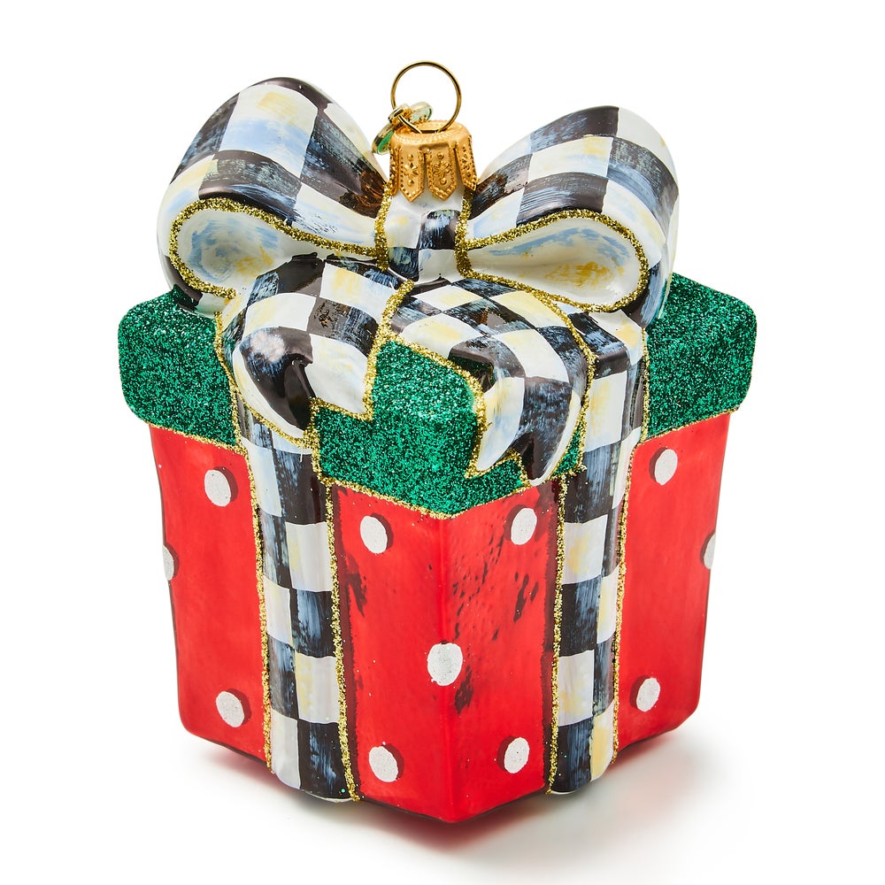 MACKENZIE-CHILDS Mackenzie-chilllds Holiday Gift Box Glass Ornament