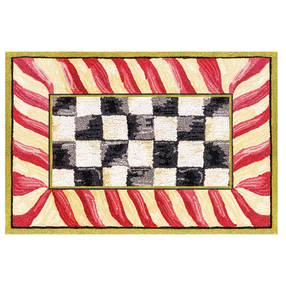 Courtly Check Red & Gold Washable Rug - Image 2