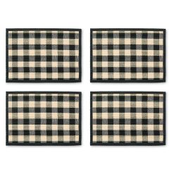 Mackenzie-chilllds Woven Check Straw Placemats, Set of 4