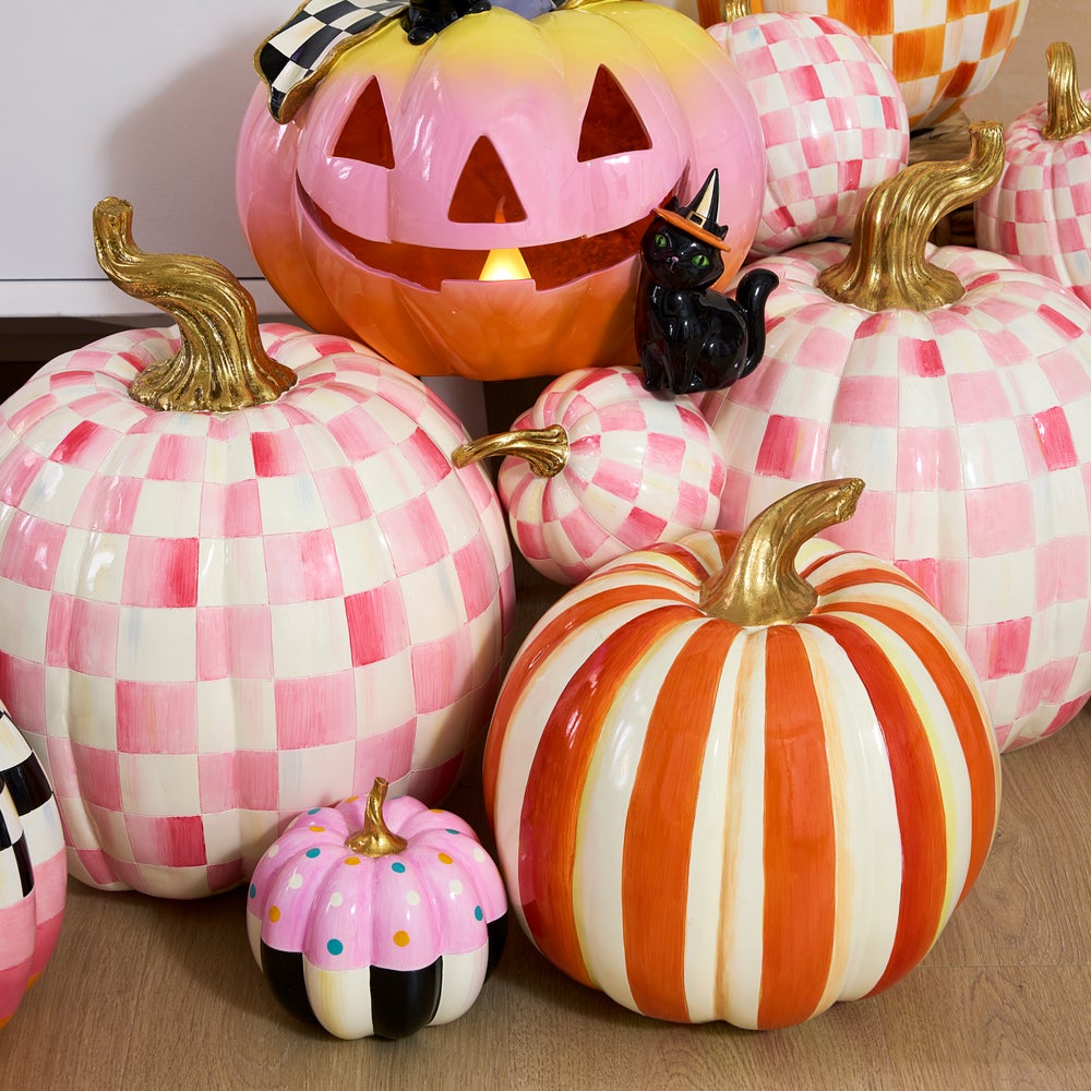 Bubblegum Pink Check Large Pumpkin