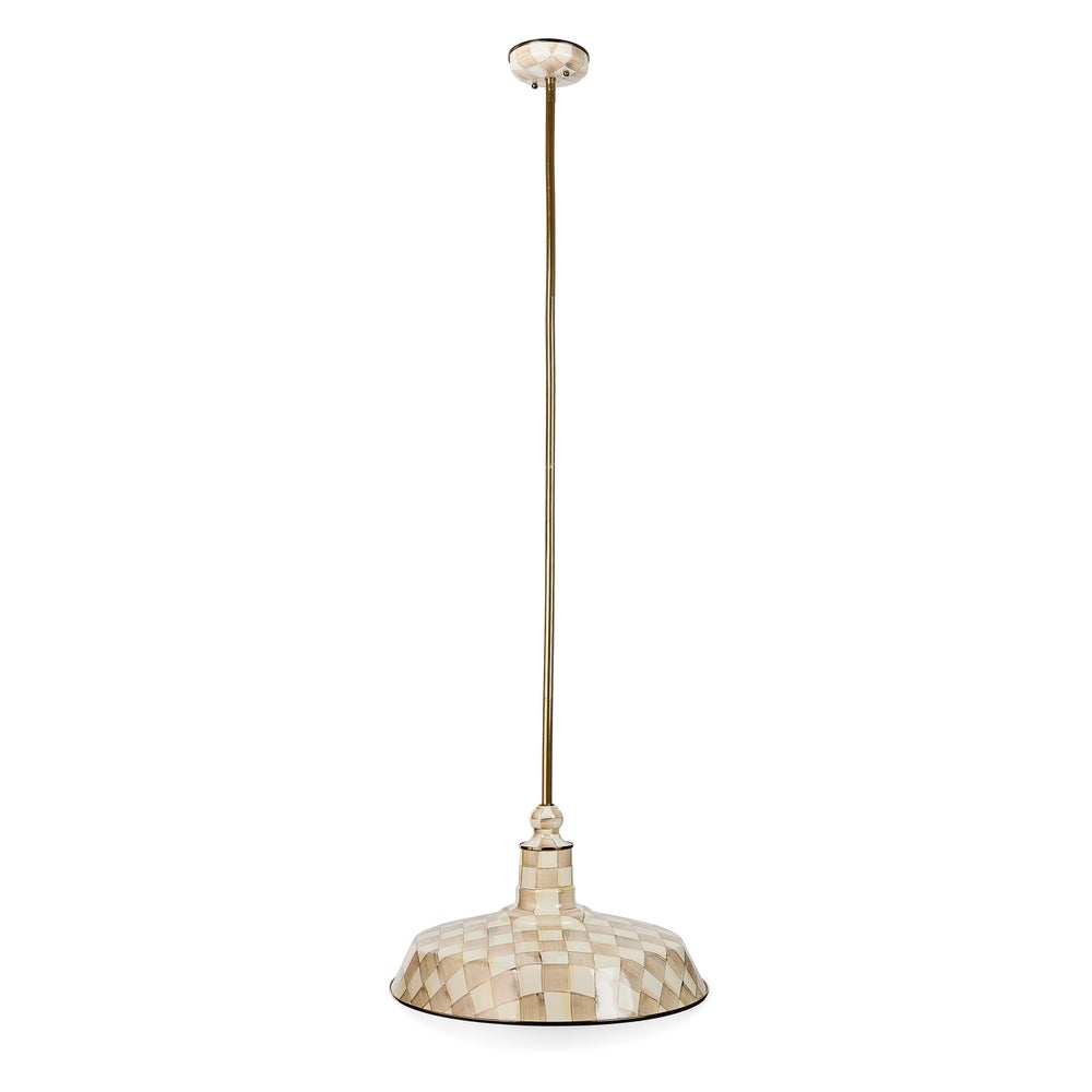 MACKENZIE-CHILDS Mackenzie-chilllds Mocha Check 18" Barn Pendant - Image 2