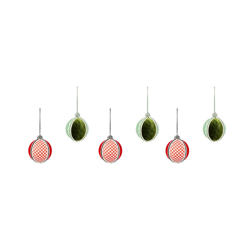 Check It Out Patchwork Fabric Ornaments, Set of 6
