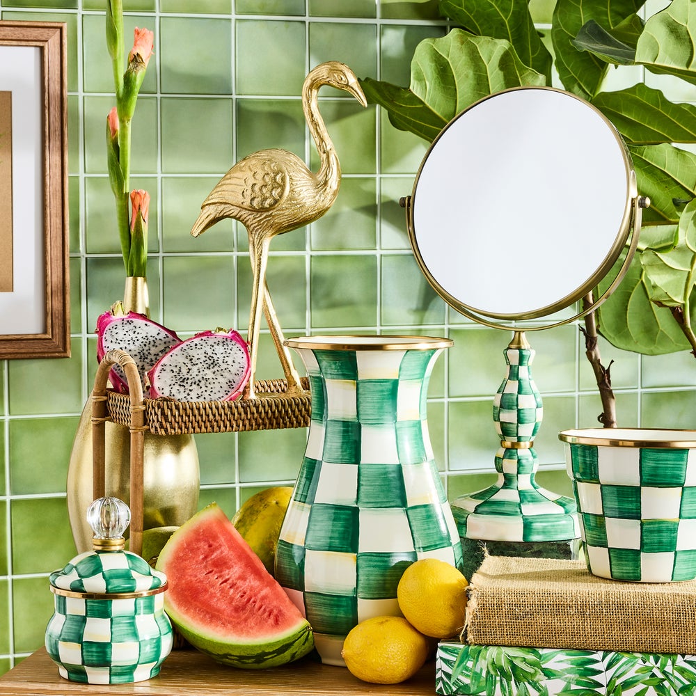 Emerald Check Enamel Bath Collection - Image 7