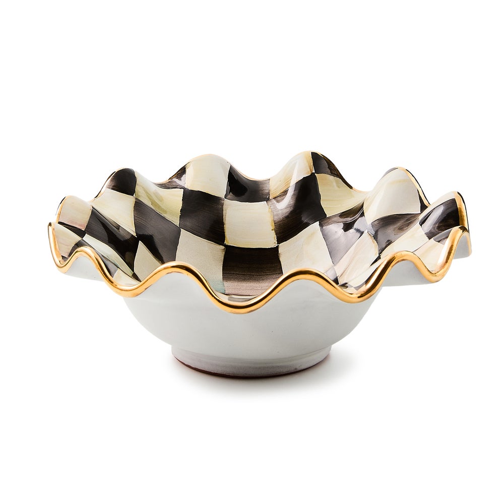 Check Fluted Ceramic Breakfast Bowl - Image 2