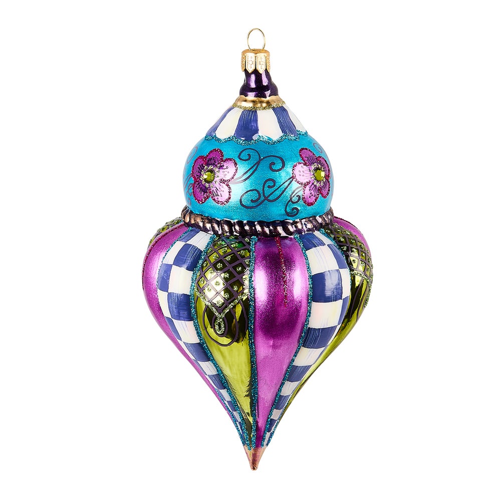 MACKENZIE-CHILDS Mackenzie-chilllds Floral Fluted Drop Glass Ornament