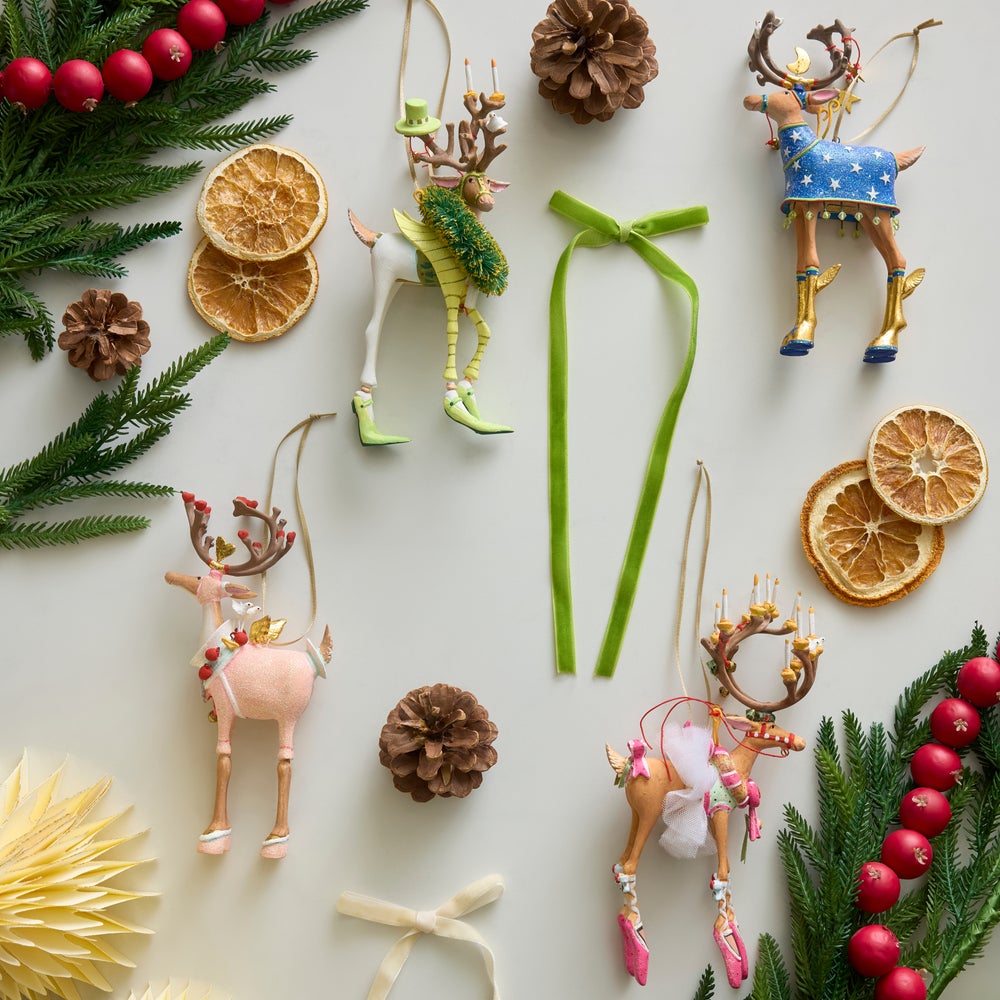 MACKENZIE-CHILDS Mackenzie-chilllds Patience Brewster Dash Away Reindeer Ornament Set-B - Image 2